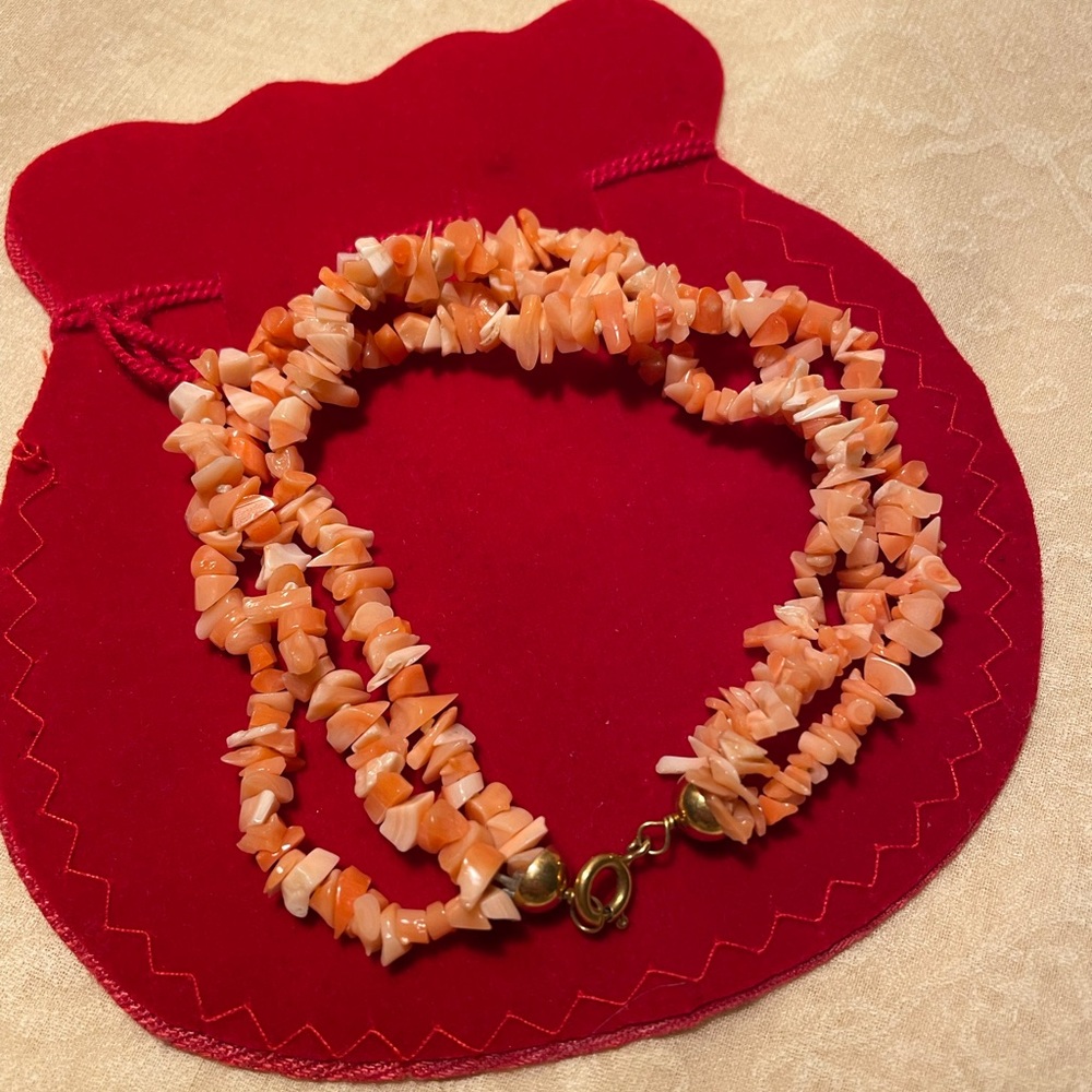 Coral Bracelet with Gold Clasp